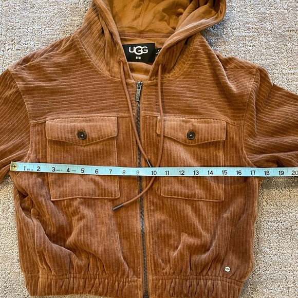 UGG Julissa Corduroy Zip-Up Hoodie Bomber Jacket, Brown, Short Length, Size XS - Picture 12 of 15